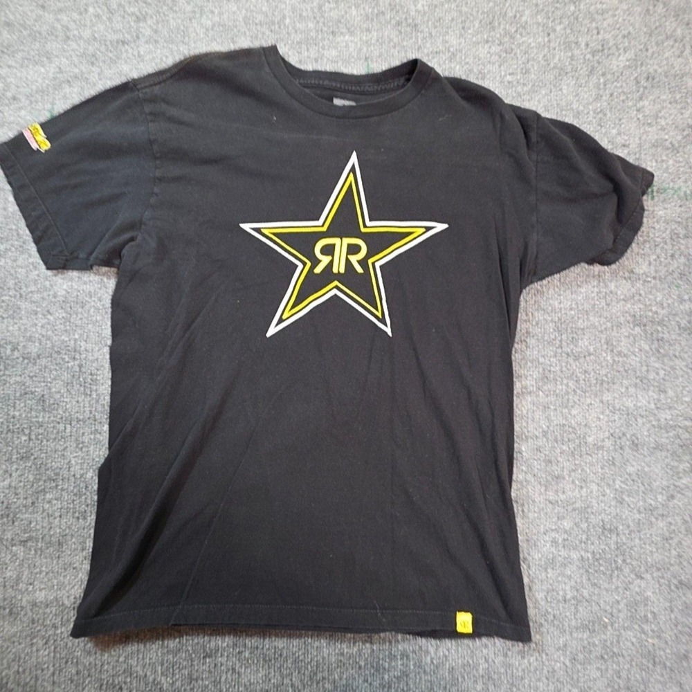 Rockstar Energy Drink Shirt Mens Large Black Star Logo Graphic Tee T-Shirt Top